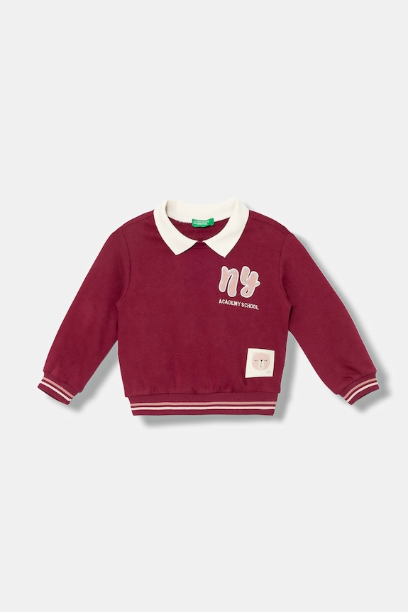 Detská mikina United Colors of Benetton bez kapucne burgundské 32N4G10KJ.P.seasonal