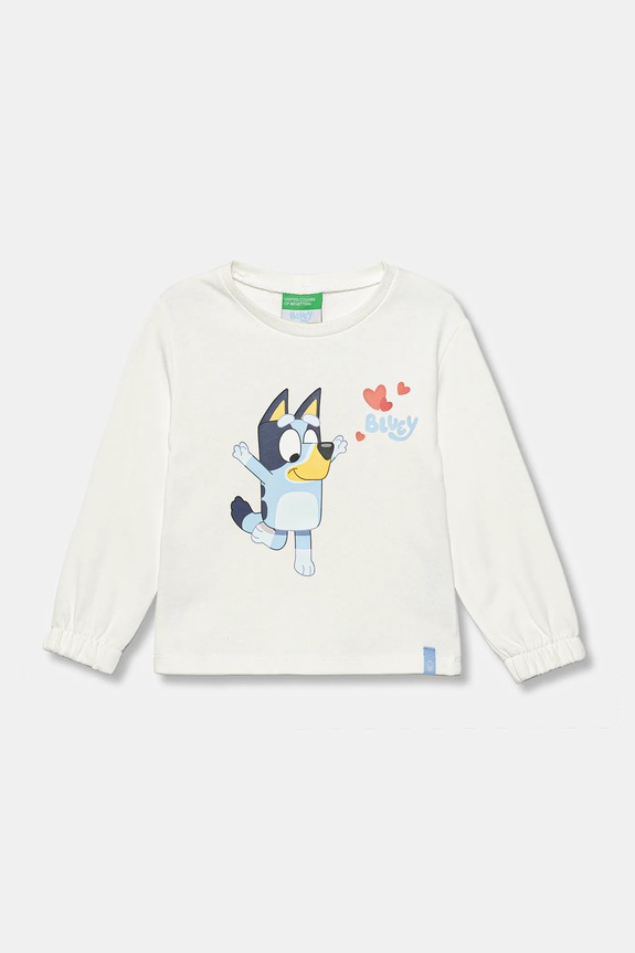 United Colors of Benetton hanorac de bumbac pentru copii print alb 3J70G10KG.P.seasonal