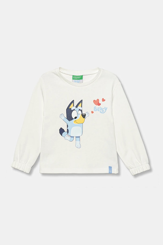 United Colors of Benetton hanorac de bumbac pentru copii print alb 3J70G10KG.P.seasonal