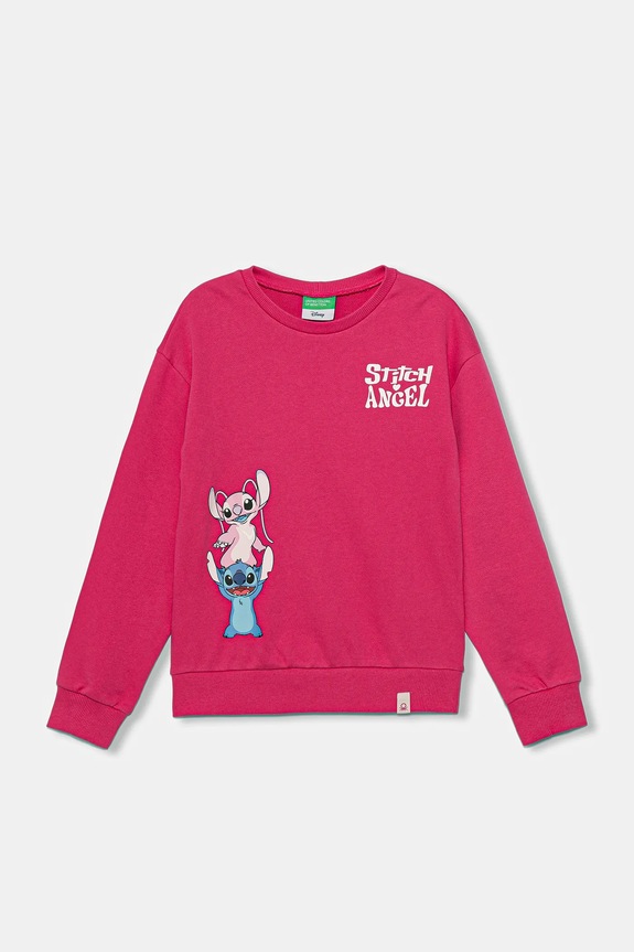 United Colors of Benetton hanorac de bumbac pentru copii print roz 3UNIC10Q6.G.seasonal