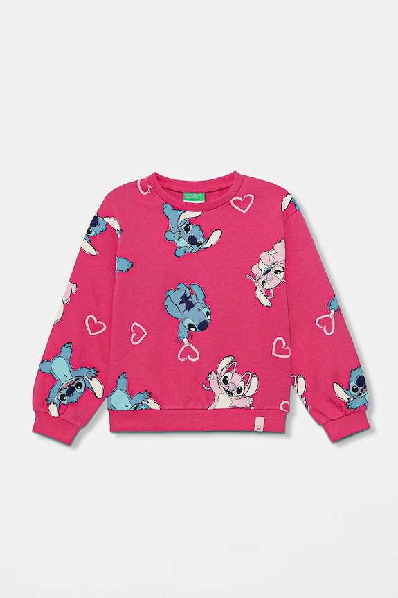 United Colors of Benetton hanorac de bumbac pentru copii print roz 3UNPG10KD.P.seasonal
