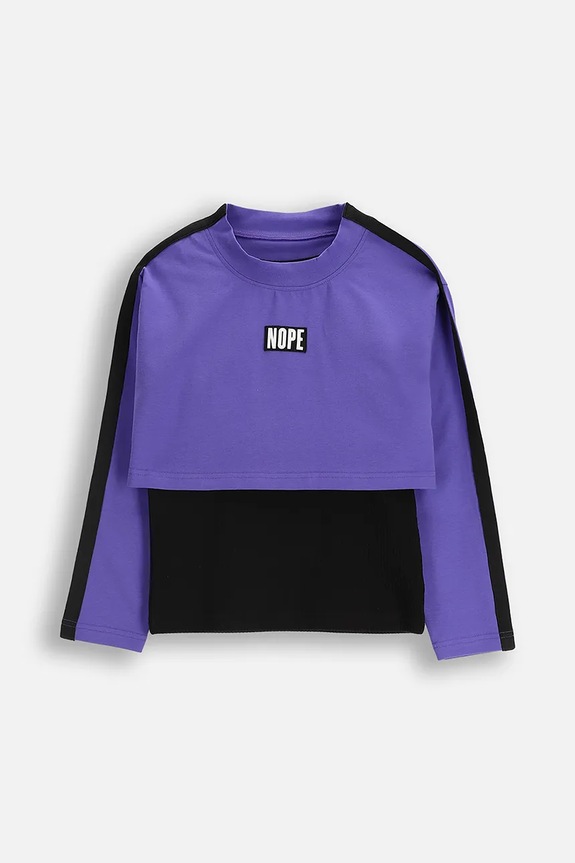 Βαμβακερή παιδική μπλούζα Coccodrillo χωρίς κουκούλα μωβ ZC5143901RGJ