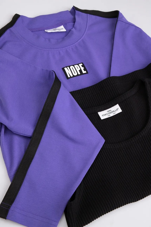 Βαμβακερή παιδική μπλούζα Coccodrillo ZC5143901RGJ μωβ