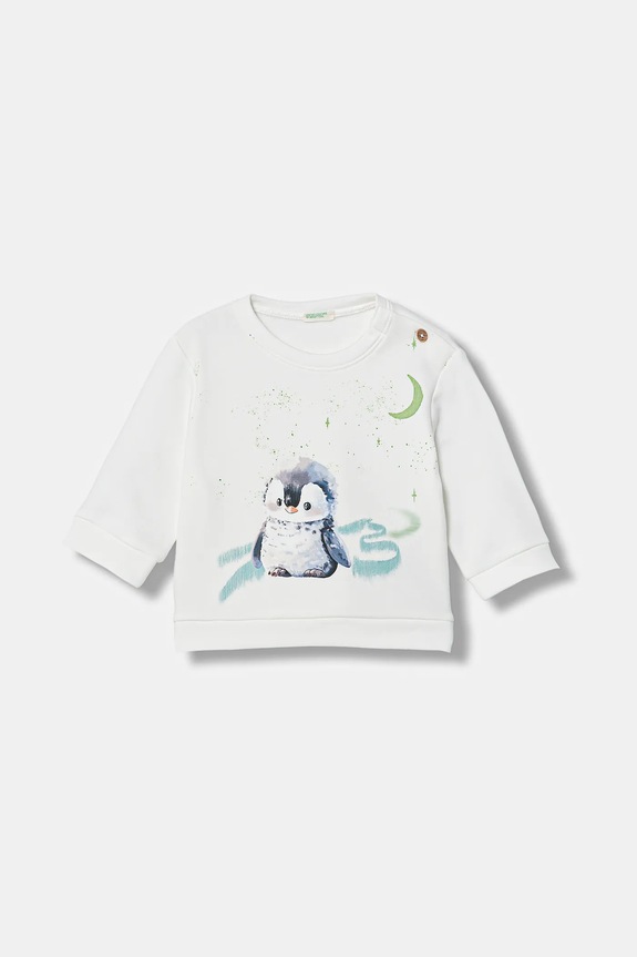 Бебешки суичър United Colors of Benetton надпис бял 39M2A106Q.W.Seasonal