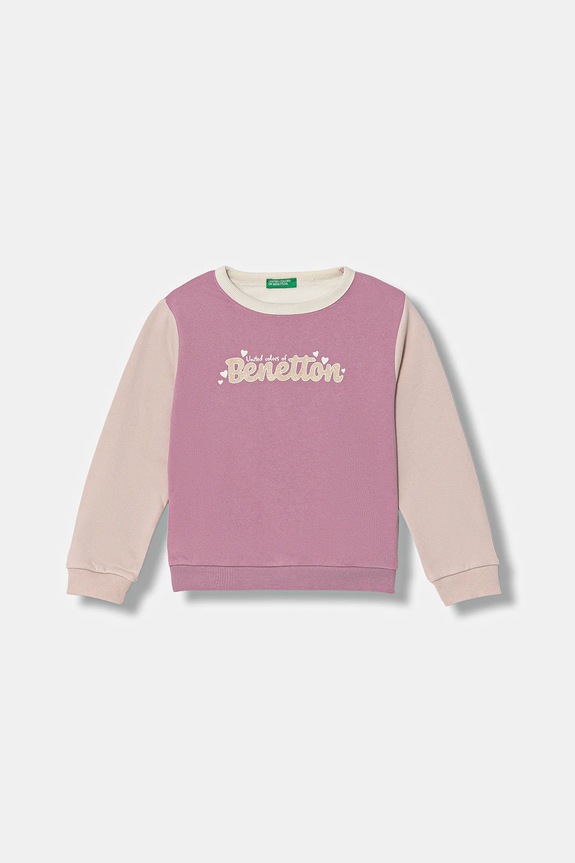 Dětská mikina United Colors of Benetton bez kapuce růžová 39M2G10KY.P.Seasonal