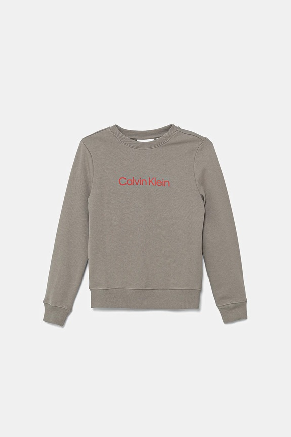Detská bavlnená mikina Calvin Klein Jeans potlač sivá IU0IU00680.9BYA