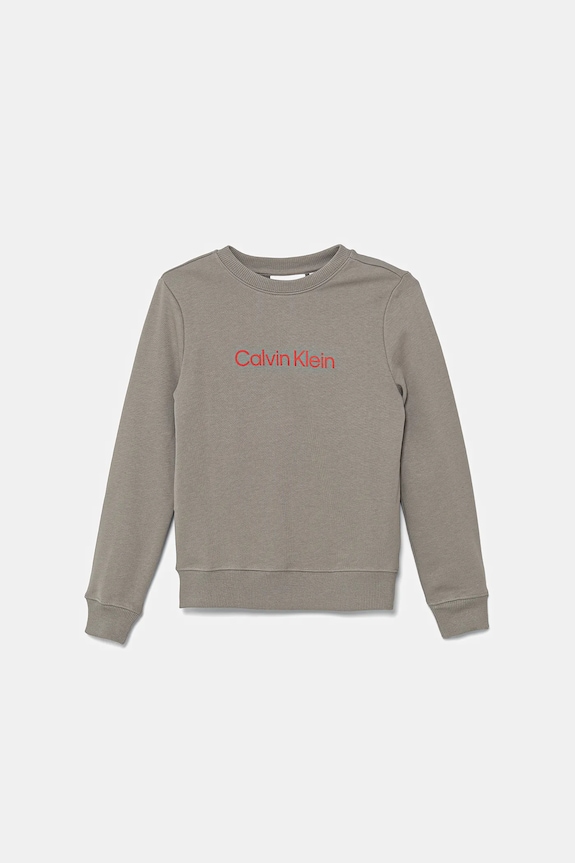 Detská bavlnená mikina Calvin Klein Jeans potlač sivá IU0IU00680.9BYA