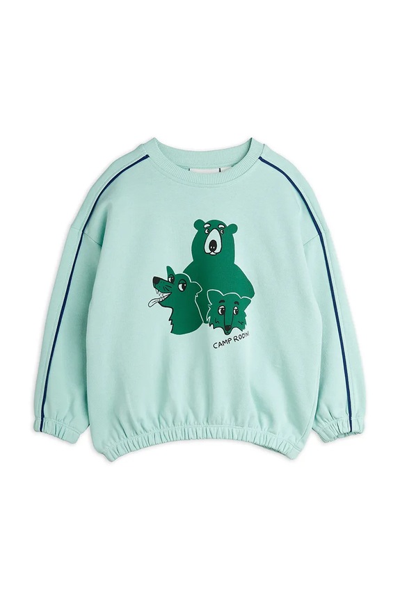 Mini Rodini bluza bawełniana dziecięca Camp Rodini nadruk turkusowy 2562010160