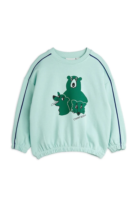 Mini Rodini bluza bawełniana dziecięca Camp Rodini nadruk turkusowy 2562010160