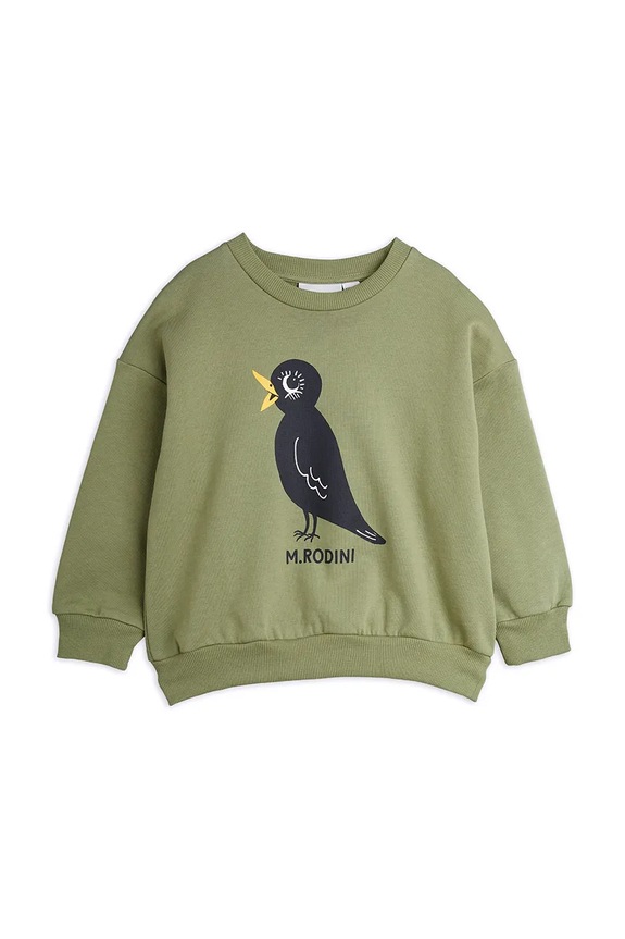 Mini Rodini bluza bawełniana dziecięca Blackbird 2562013675 zielony AW25