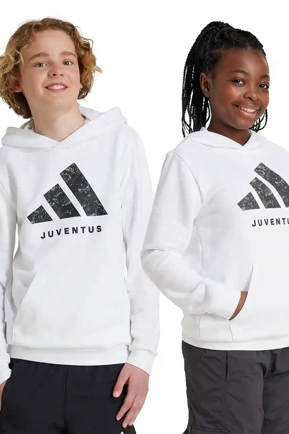 Otroški pulover adidas Performance JUVENTUS S kapuco bela IT3846