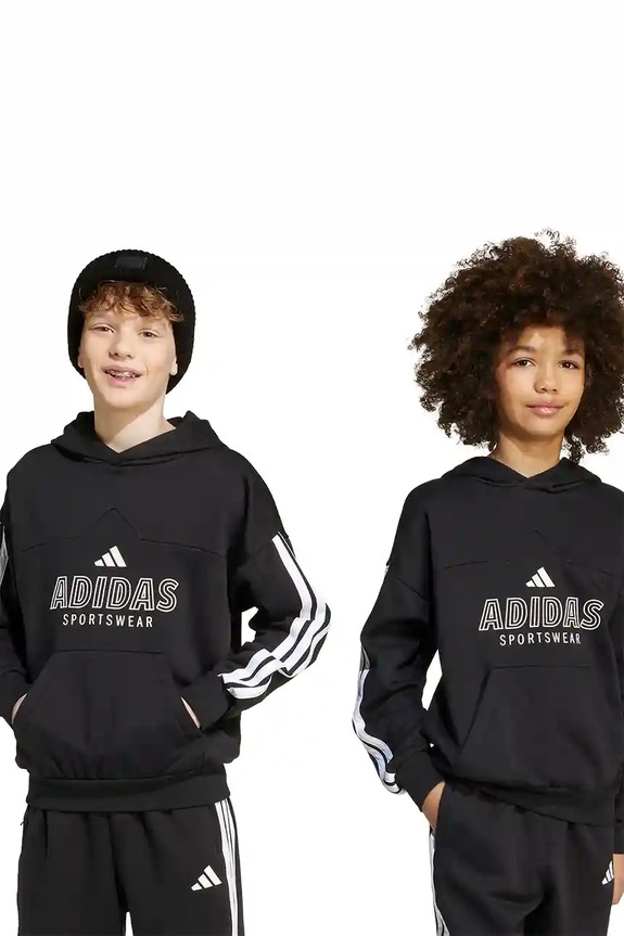 Otroški pulover adidas S kapuco črna JW5083