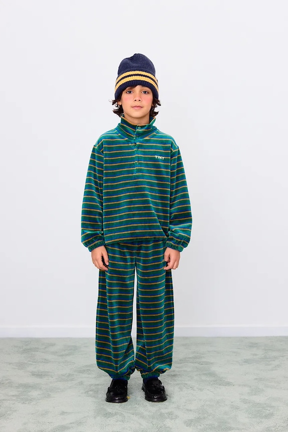 Tinycottons bluza dziecięca DUO STRIPES MOCKNECK SWEATSHIRT turkusowy AW25.251