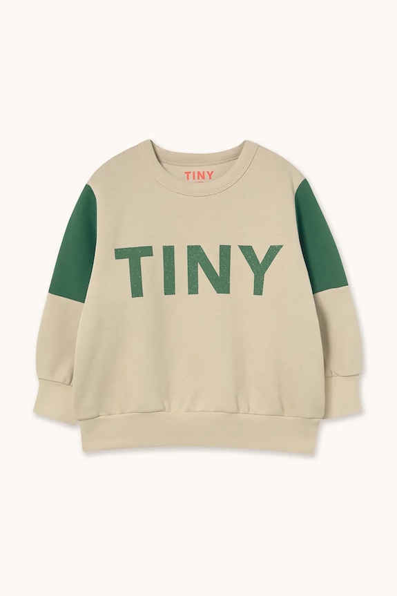 Otroški bombažen pulover Tinycottons TINY COLOR BLOCK SWEATSHIRT AW25.274 bež AW25