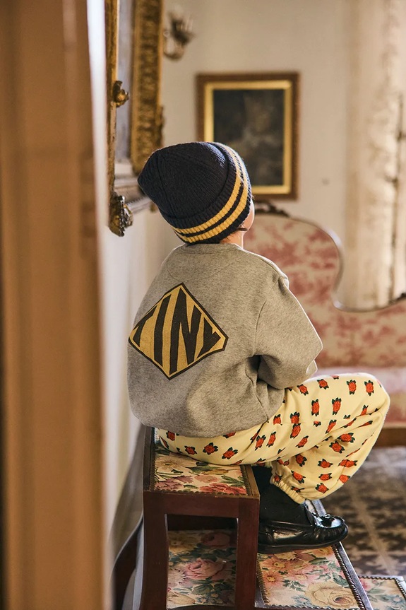 Παιδική βαμβακερή μπλούζα Tinycottons DIAMOND TINY GRAPHIC SWEATSHIRT χωρίς κουκούλα γκρί AW25.297