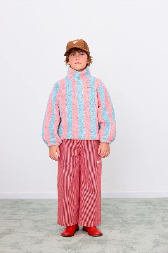 Tinycottons bluza dziecięca STRIPES SHERPA SWEATSHIRT polar niebieski AW25.372