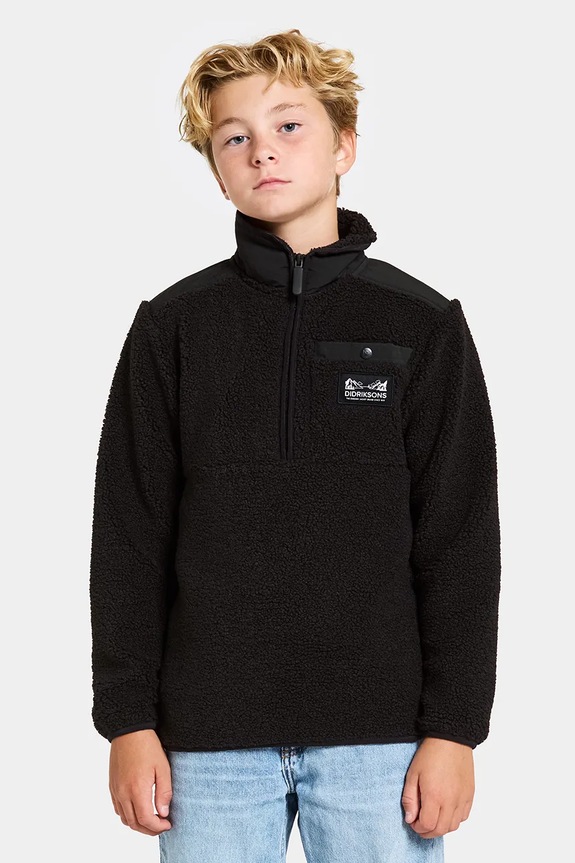 Mikina Didriksons EXA KIDS HALF Z bez kapucne čierna 505638.9BYA