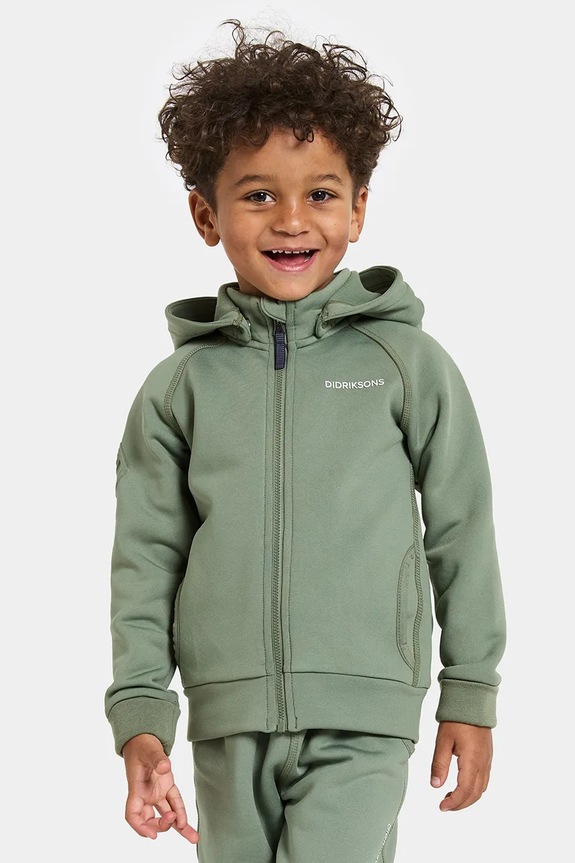Mikina Didriksons SILJAN KIDS FZ s kapucňou zelená 505900.9BYA