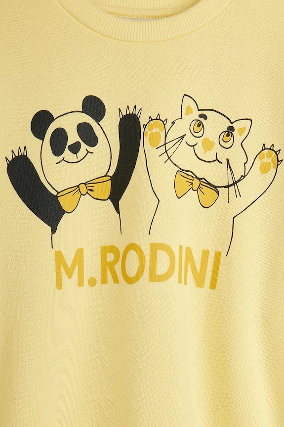 Dětská bavlněná mikina Mini Rodini Panda & cat žlutá 25720136