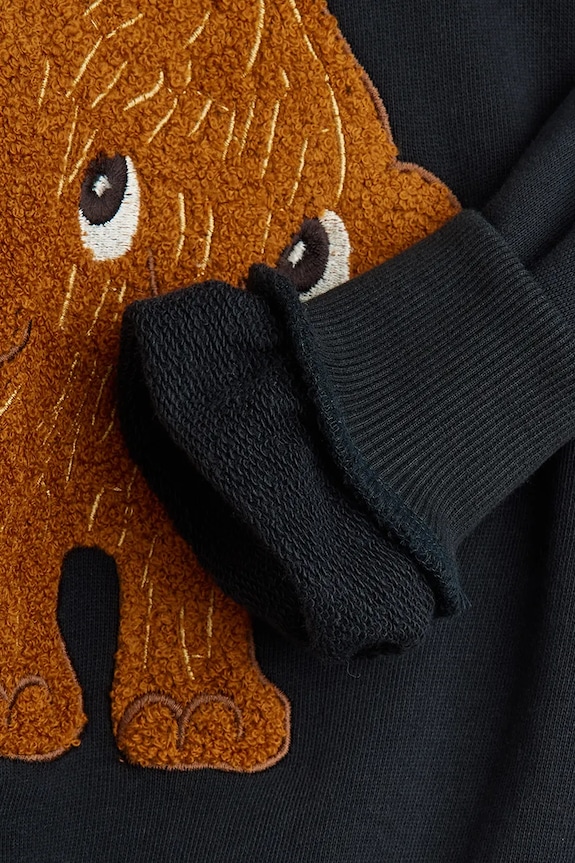 Mini Rodini hanorac de bumbac pentru copii Mammoth 25720147 negru