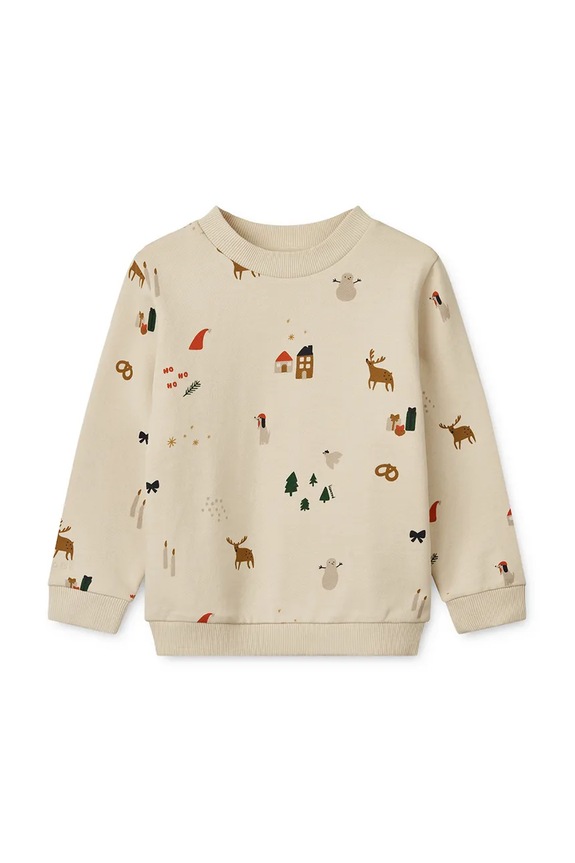 Otroški bombažen pulover Liewood Thora Printed Sweatshirt Brez kapuce bež LW20357.9BYA