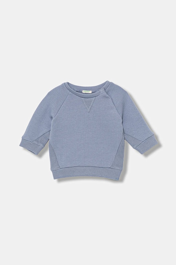 Pamučna dukserica za bebe United Colors of Benetton bez uzorka plava 3ITEA106H.W.seasonal