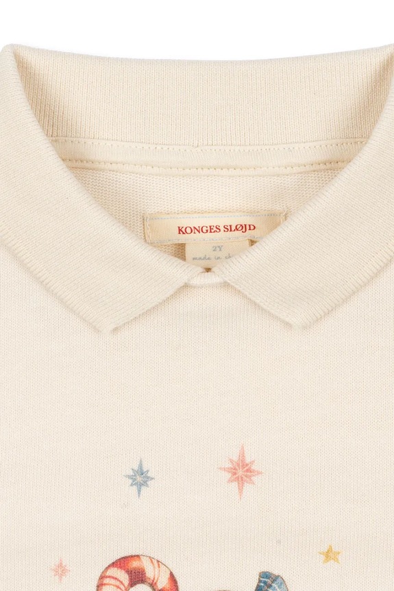 Detská bavlnená mikina Konges Sløjd SPOTTY LS POLO GOTS béžová KS104433.9BYA