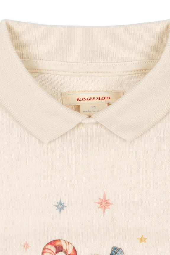 Detská bavlnená mikina Konges Sløjd SPOTTY LS POLO GOTS béžová KS104433.9BYA