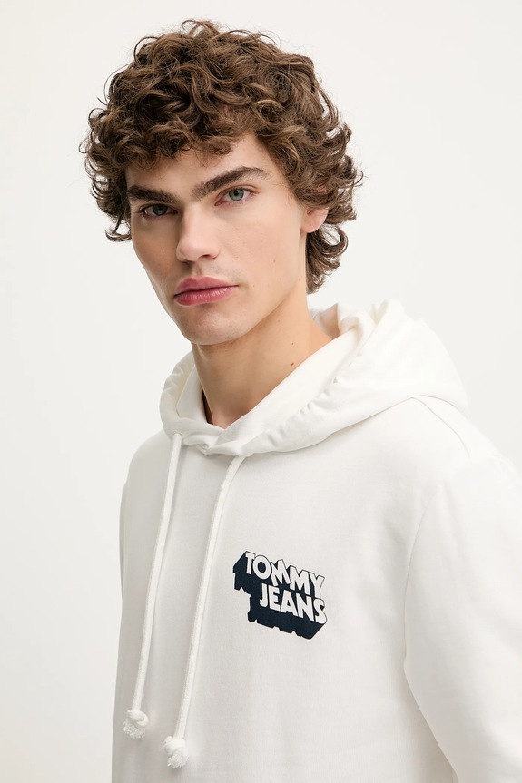 Bavlnená mikina Tommy Jeans biela DM0DM21625