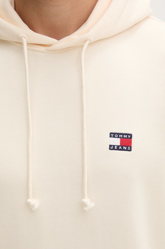 Tommy Jeans pulover s kapuco moški bombažen DM0DM21922 bež