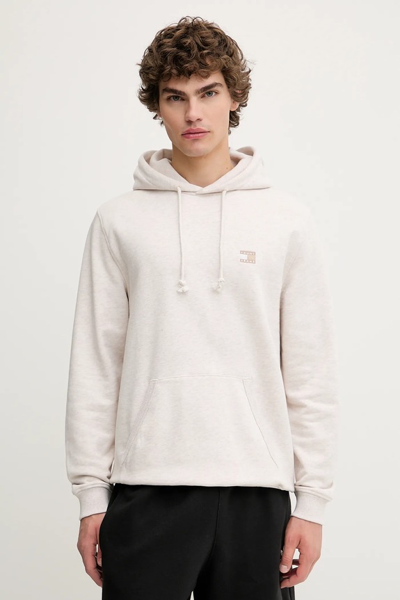 Tommy Jeans mikina s kapucňou pánska bavlnená melanž béžová DM0DM21922