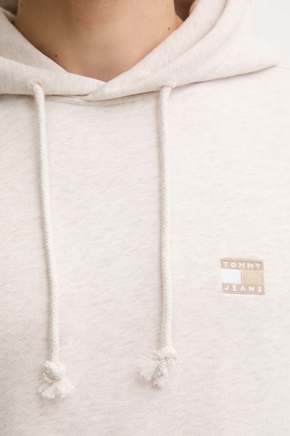 Tommy Jeans mikina s kapucňou pánska bavlnená DM0DM21922 béžová