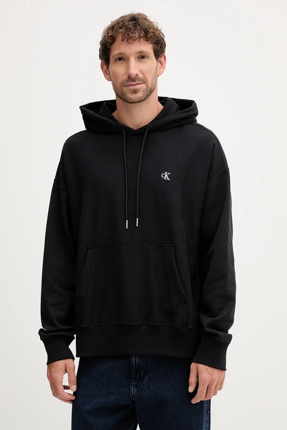 Mikina Calvin Klein Jeans s kapucí černá LV04RC278G