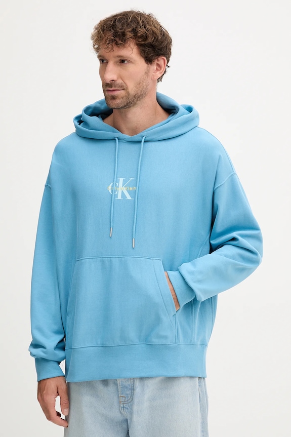 Μπλούζα Calvin Klein Jeans με κουκούλα μπλε LV04RC281G