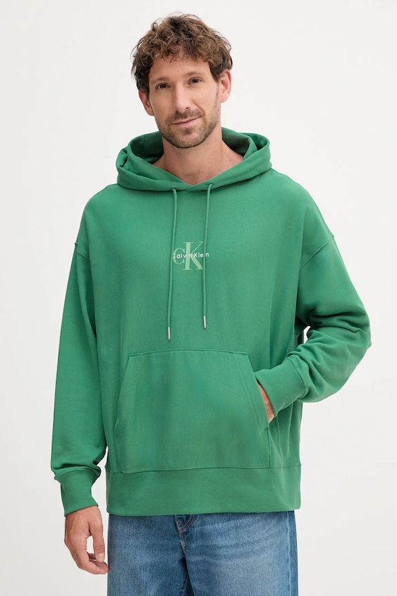 Mikina Calvin Klein Jeans nášivka zelená LV04RC281G