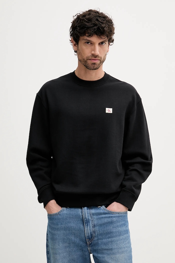 Mikina Calvin Klein Jeans bez kapuce černá LV04RC273G