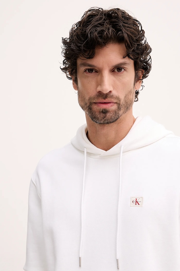 Calvin Klein Jeans hanorac cu glugă bărbătesc din bumbac bej LV04RC274G