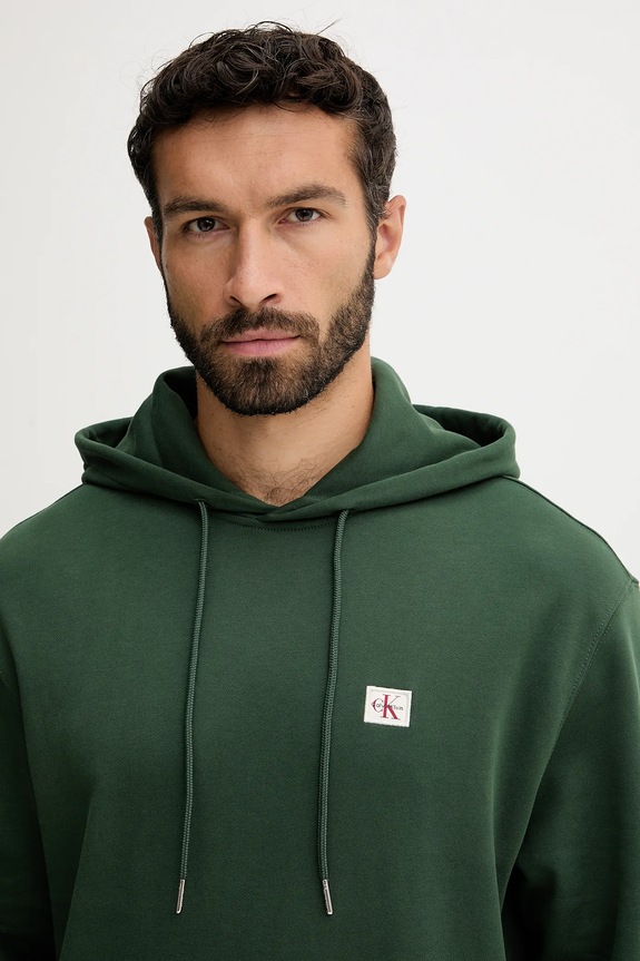 Ρούχα Calvin Klein Jeans μπλούζα με κουκούλα ανδρική βαμβακερή LV04RC274G πράσινο