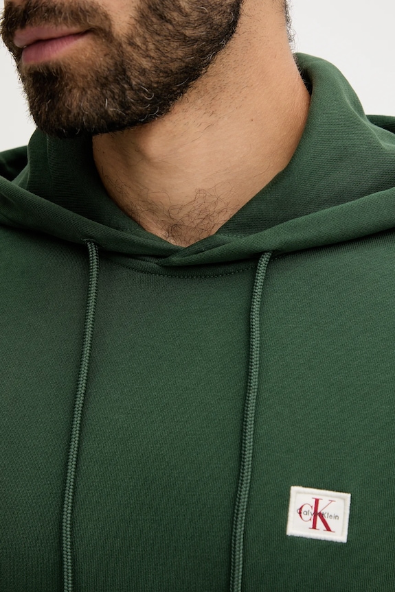 Calvin Klein Jeans μπλούζα με κουκούλα ανδρική βαμβακερή πράσινο LV04RC274G