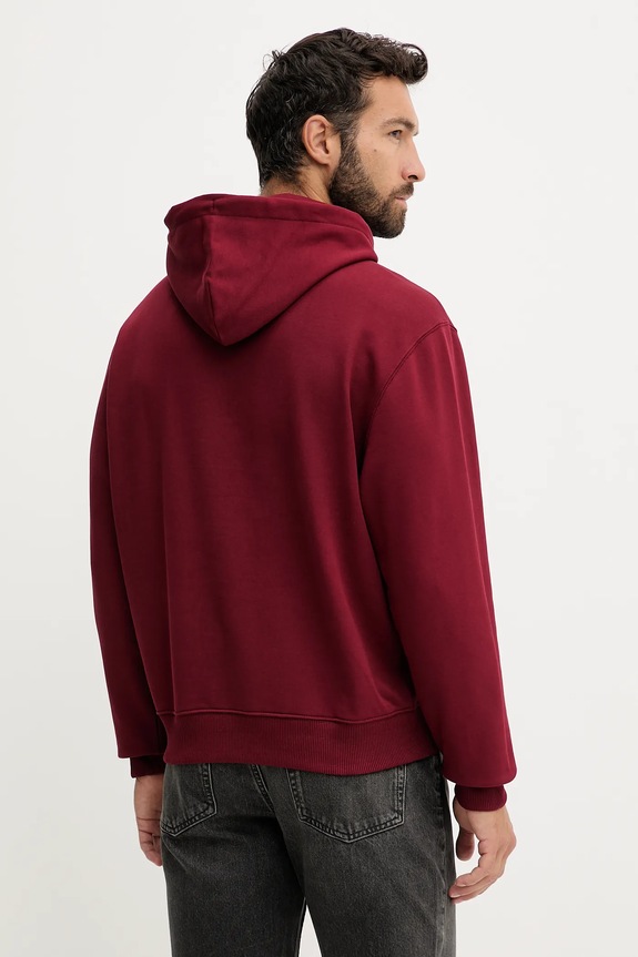 Ρούχα Calvin Klein Jeans μπλούζα με κουκούλα ανδρική βαμβακερή LV04RC274G μπορντό