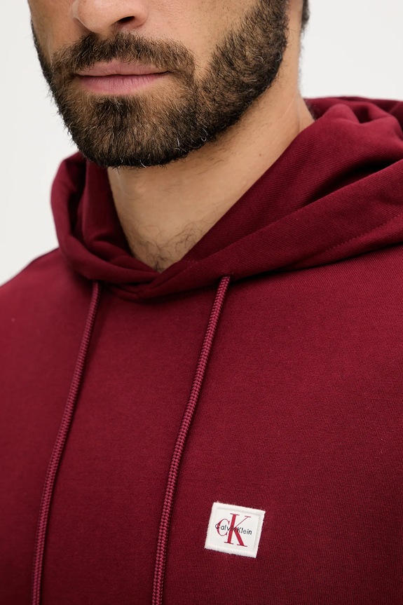 Calvin Klein Jeans μπλούζα με κουκούλα ανδρική βαμβακερή LV04RC274G μπορντό