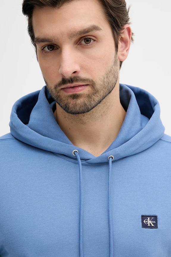Calvin Klein Jeans mikina s kapucí pánská bavlněná modrá LV04RC274G