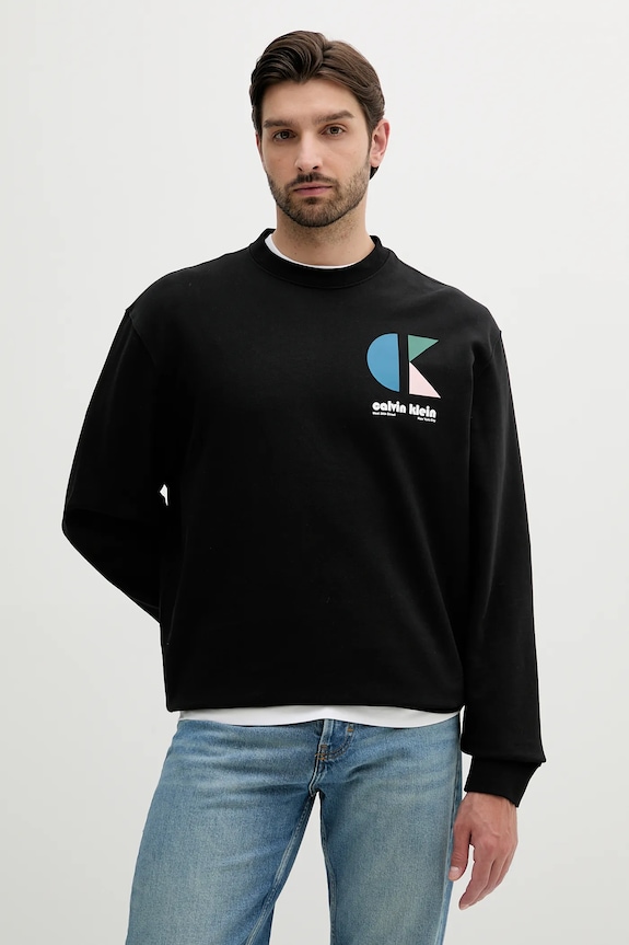 Pulover Calvin Klein Jeans Potisk črna LV04RC285G
