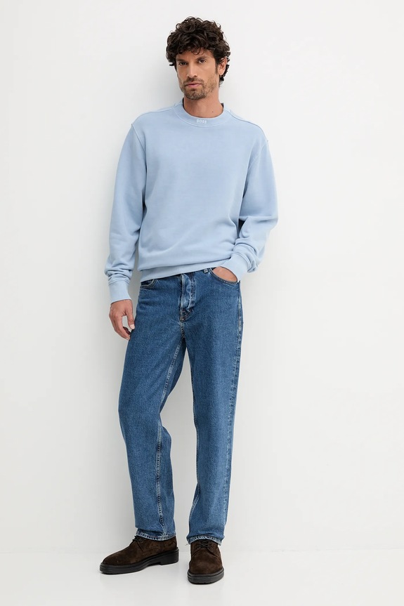 BOSS Orange bluza bawełniana We__Dye 50519718 niebieski AW25