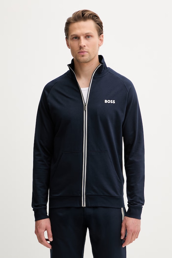 BOSS mikina na zips pánska bavlnená Authentic Jacket Z tmavomodrá 50545564