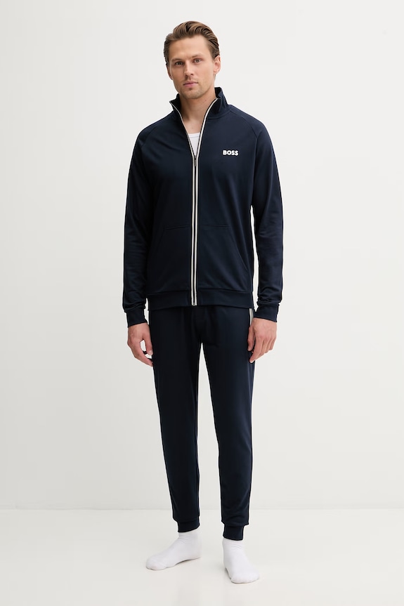 BOSS mikina na zips pánska bavlnená Authentic Jacket Z 50545564 tmavomodrá SS26