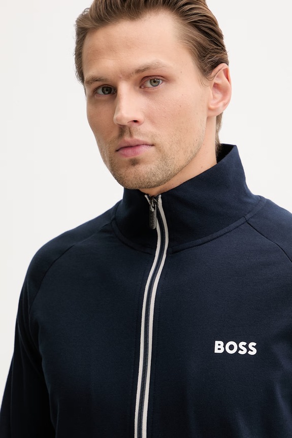 BOSS mikina na zips pánska bavlnená Authentic Jacket Z tmavomodrá 50545564