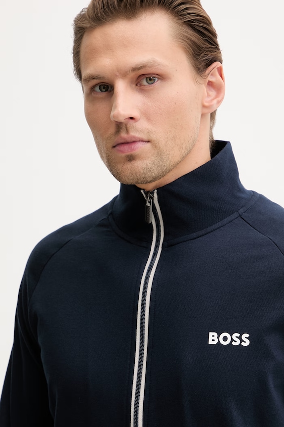 BOSS mikina na zips pánska bavlnená Authentic Jacket Z tmavomodrá 50545564