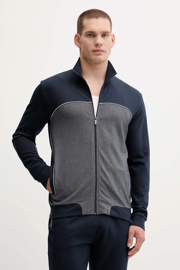Mikina s kapucňou BOSS Tracksuit Jacket melanž tmavomodrá 50545567