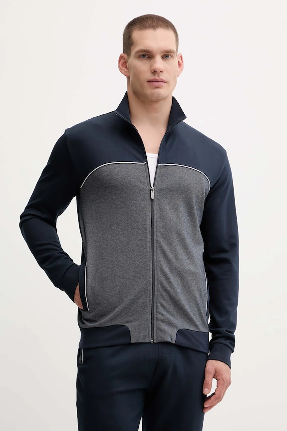 Mikina s kapucňou BOSS Tracksuit Jacket melanž tmavomodrá 50545567